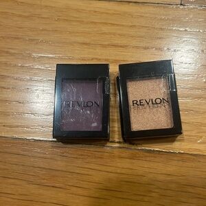 2 Revlon eyeshadows matte plum and metallic copper .